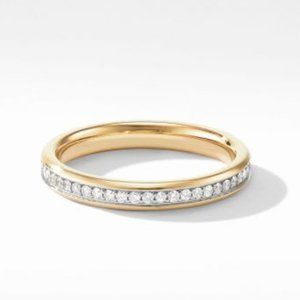 David Yurman  - Beveled Band in 18k Yellow Gold with Pavé Diamonds (Size 10)